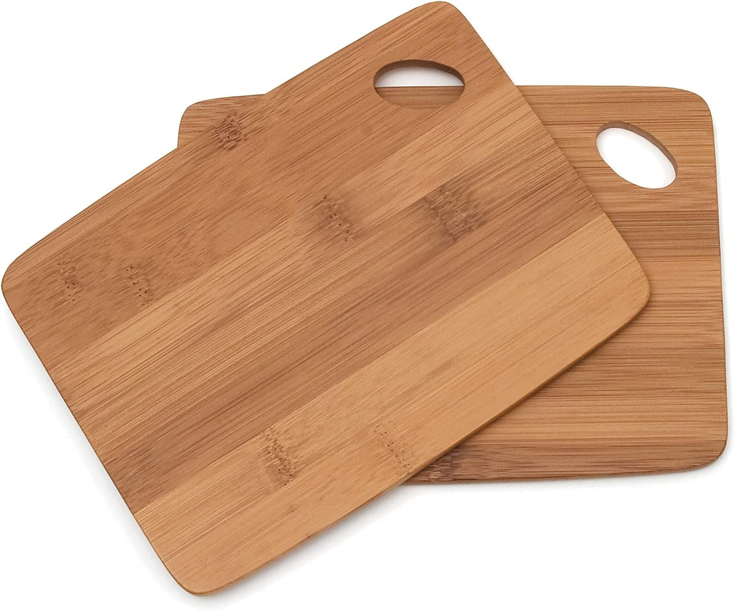 Set of 2 Bamboo Wood Thin Cutting Boards with Oval Hole