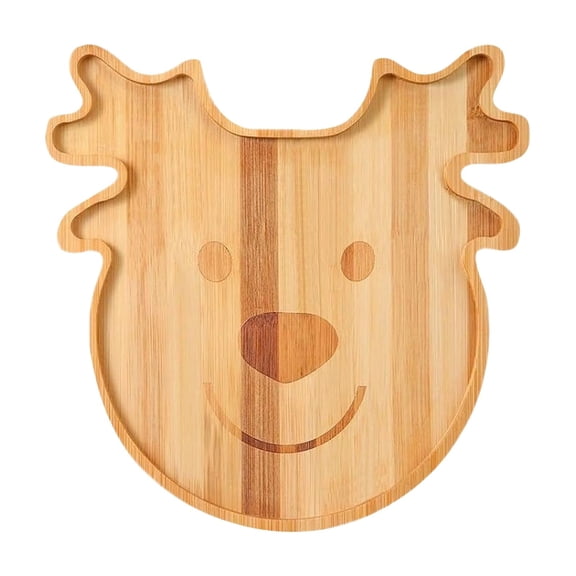 Bamboo Santa Claus Shaped Plate Festive Engraved Wooden Serving Tray for Snacks Appetizers or Desserts