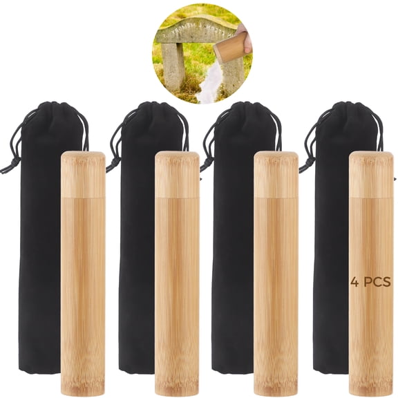4 PCS Wooden Scattering Urn Set for Human and Pet Ashes, Small Cremation Ashes Tubes with 4 Drawstring Velvet Pouches, Portable Memorial Urns Scattering at Sea Forest
