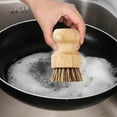 thumbnail image 1 of Bamboo Scrub Brush Clean Pan Kitchen Dish Scrubber Set of 2 • Bamboo Dish Brush for Washing Pots, Pans, Dishes & Plates • Natural Bristle Wooden Brushes for Washing Up 1Pc, 1 of 7