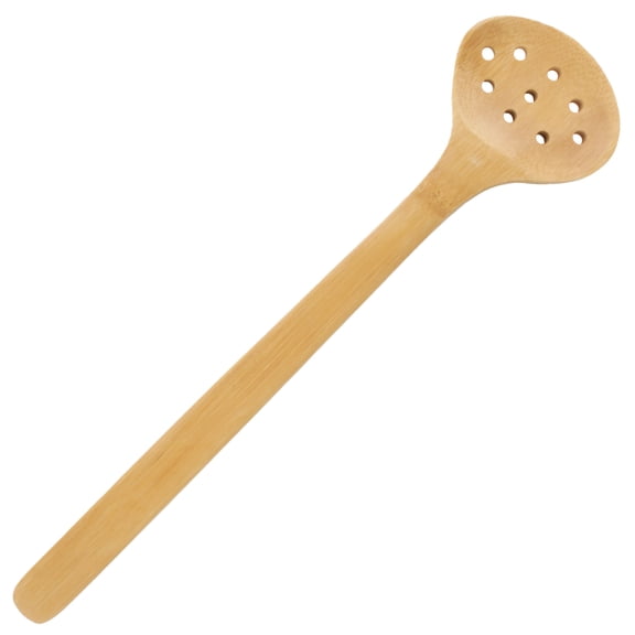 Bamboo Serving/Cooking Utensils - Wide Self Draining Spoon - 5pcs