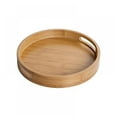 thumbnail image 1 of Bamboo Serving Tray with Handles, Round Shallow Bamboo Tray, Natural Bamboo Wood Decorative Rustic Trays for Coffee Table, Tea, Food, Cocktail, Drink, Ottoman, Breakfast Party, 1 of 10
