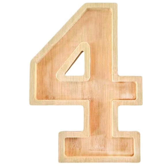 Bamboo Serving Tray Number Shaped Wooden Platter, Numbers Charcuterie, Organized Storage, for Home Kitchen Use