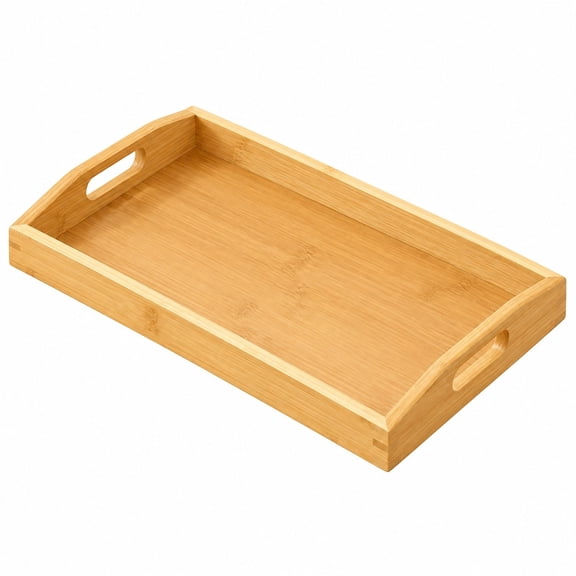 Bamboo Serving Tray with Handles, 13 x 8.7 Inch Natural Wood Breakfast Tray, Decorative Food Serving Tray for Kitchen Table Home Decor