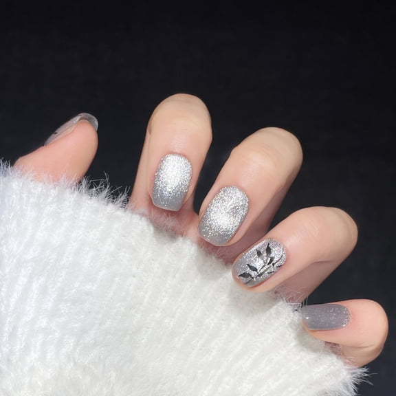 Bamboo Shadow Chasing Light Bamboo Forest Luxury New Chinese Cat Eye Watercolor National Style Handmade Light Therapy Wear Nail Art Finished Fake Nails
