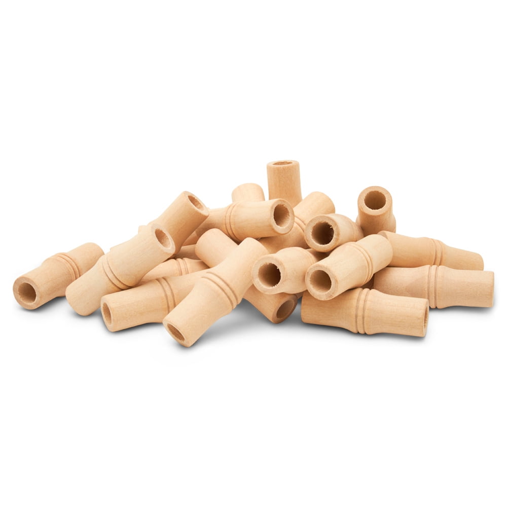 Bamboo Shaped Wooden Beads 1-5/8 Inch Pack of 50 Unfinished Macrame Beads Cool Beads for Bead Curtain Home Decor Jewelry by Woodpeckers