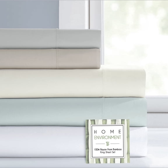 Bamboo Sheet Set, Rayon from Bamboo, Strong & Durable, Luxuriously Soft Bedding (Sea Glass, Queen)