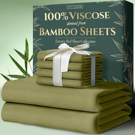 Bamboo Sheets 6pc Set | 100% Cooling Viscose, Ultra-Soft, 17” Deep Pocket, Double Stitching | Must-Have for Hot Sleepers!