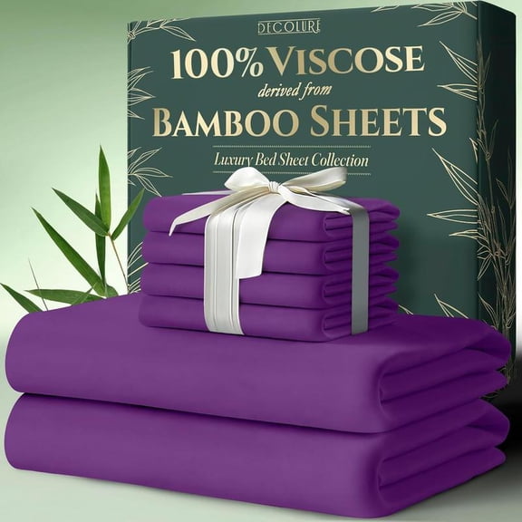 Bamboo Sheets 6pc Set | 100% Cooling Viscose, Ultra-Soft, 17” Deep Pocket, Double Stitching | Must-Have for Hot Sleepers!