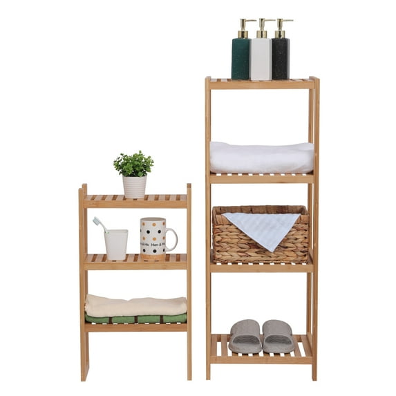 Bamboo Shelf 7 Tier, 63.27 Inches Height Free Standing Bookshelf Plant Flower Stand Rack Bathroom Storage Tower, Multipurpose Utility Organizer Shelf-Natural