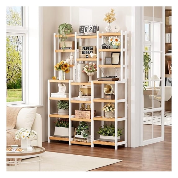 Bamboo Shelf, 7 Tier Plant Stand Indoor, 3 Row Ladder Shelf, Bookshelf ...