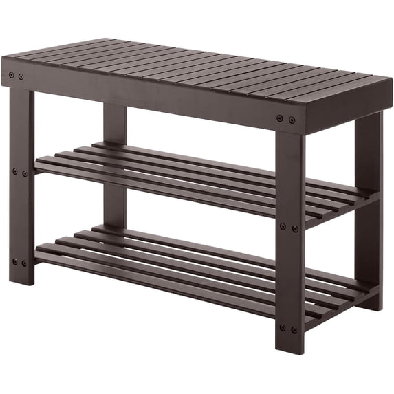 Bamboo Shoe Bench with Storage Shelf - Entryway Organizer with 286 lbs Weight Capacity, Chestnut