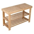 thumbnail image 1 of Bamboo Shoe Rack 3 Tier Entryway Seat Shoe Organizer Storage Shelf Natural Color, 1 of 2