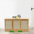 thumbnail image 1 of Bamboo Shoe Rack Bench Freestanding Shoe Storage Organizer Rack with Rattan Door, 1 of 16