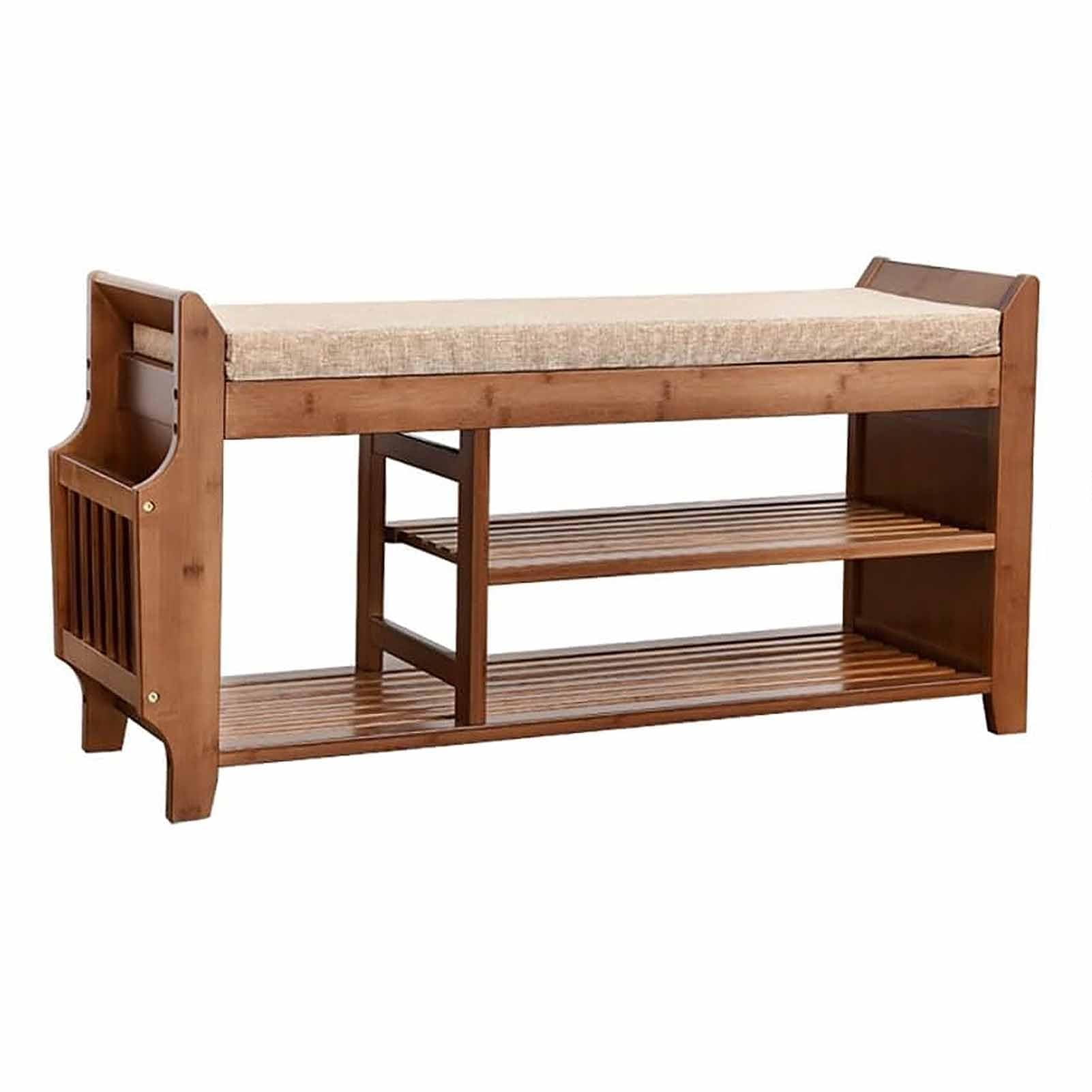Bamboo Shoe Rack & Bench Stylish Entryway Organizer for Hallway ...