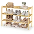Bamboo Shoe Rack for Closet, Stackable Shoe Oragnizer with Modular ...