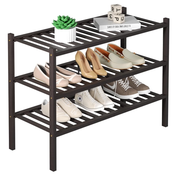 Bamboo Shoe Rack For Closet Free Standing Wood Shoe Shelf Storage Organizer Stackable For Entryway Small Space