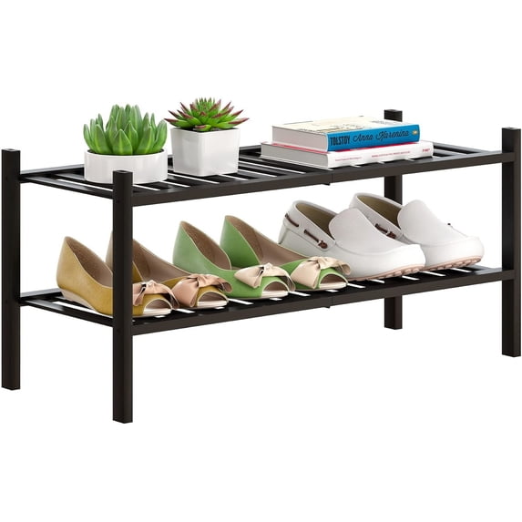 Bamboo Shoe Rack Stackable Shoe Shelf Storage Organizer for Unit ...