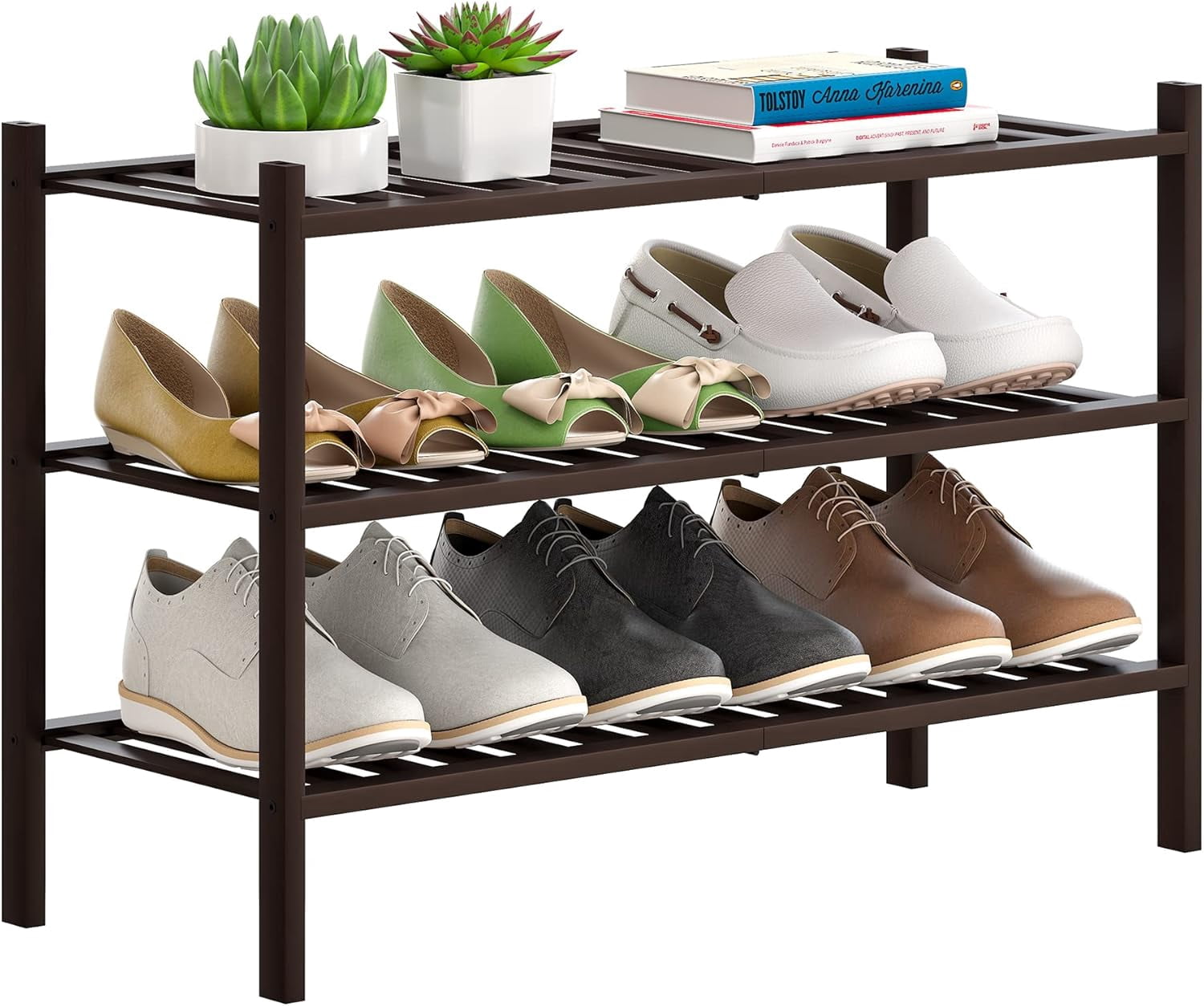 Bamboo Shoe Rack Stackable Shoe Shelf Storage Organizer for Unit ...
