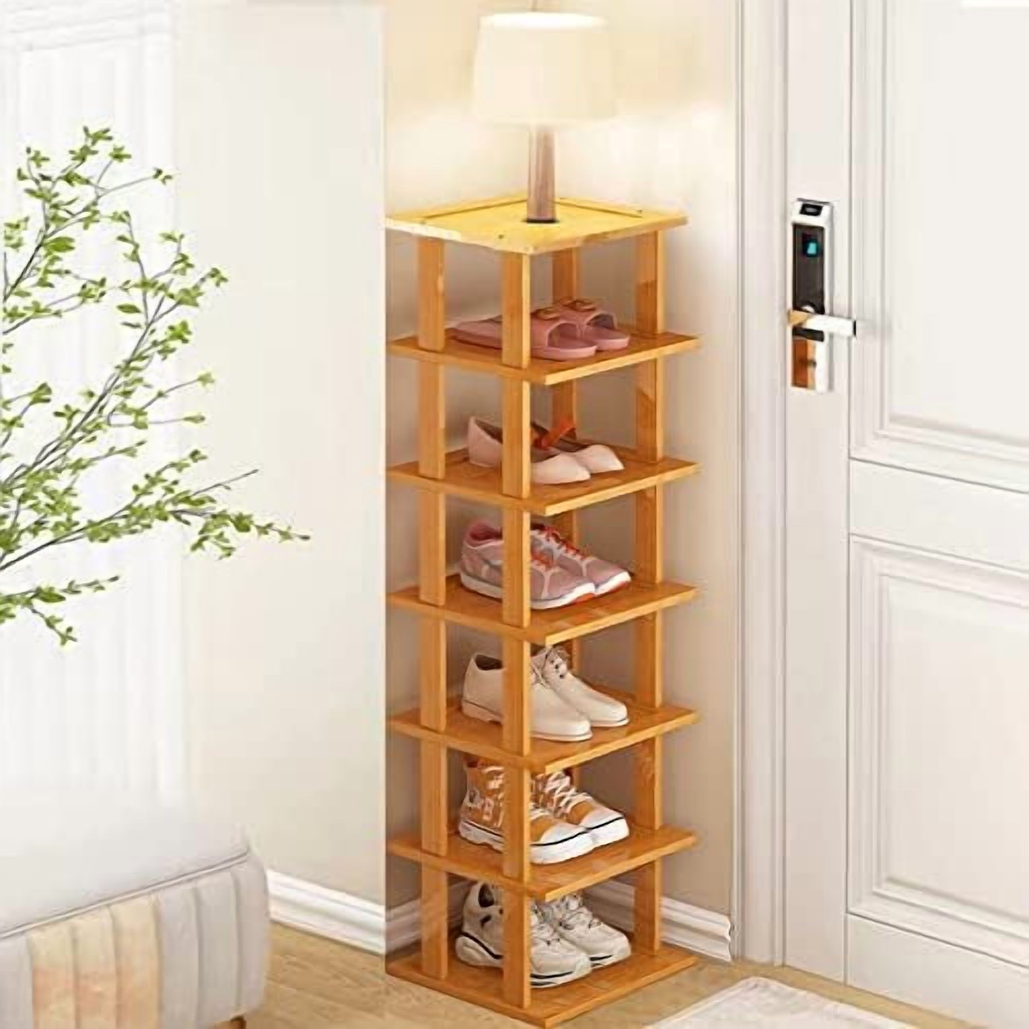 Bamboo Shoe Rack - Vertical Shoe Rack for Small Spaces, Tall Narrow ...