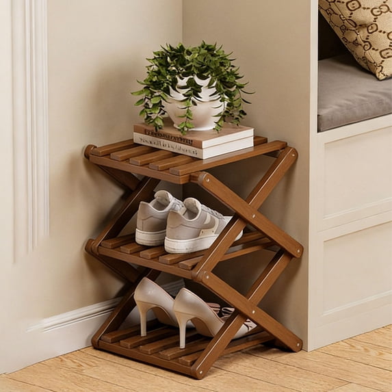 Bamboo Shoe Rack, Vertical Wooden Shoe Organizer for Entryway ...