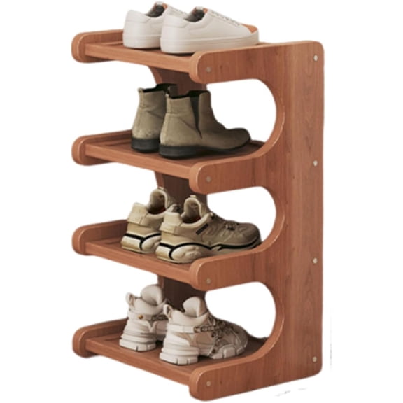 Bamboo Shoe Rack for Entryway & Small Spaces, Tall Vertical Narrow Shelf, Brown