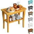 thumbnail image 1 of Bamboo Shower Bench Stool with Storage Shelf, Waterproof Shower Chair Spa Bath Seat, Shower Stool for Inside Shower, Bathroom Bench Seat for Adults Elderly Seniors for Indoor or Outdoor Use, 1 of 9