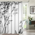 thumbnail image 1 of Bamboo Shower Curtain, Aesthetic Ink Bamboo Shower Curtain for Bathroom Waterproof Fabric Black and White Shower Curtain Set with Hooks, 72x84 Inch, 1 of 6