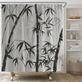 thumbnail image 1 of Bamboo Shower Curtain Asian style Chinese Ink Bamboo Leaves Relaxing Therapy Spring Summer Fabric Bathroom Decor Set Include Hooks,(72" WX72 H), 1 of 4