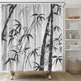 thumbnail image 1 of Bamboo Shower Curtain Asian style Chinese Ink Bamboo Leaves Relaxing Therapy Spring Summer Fabric Bathroom Decor Set Include Hooks,(72" WX72 H), 1 of 4