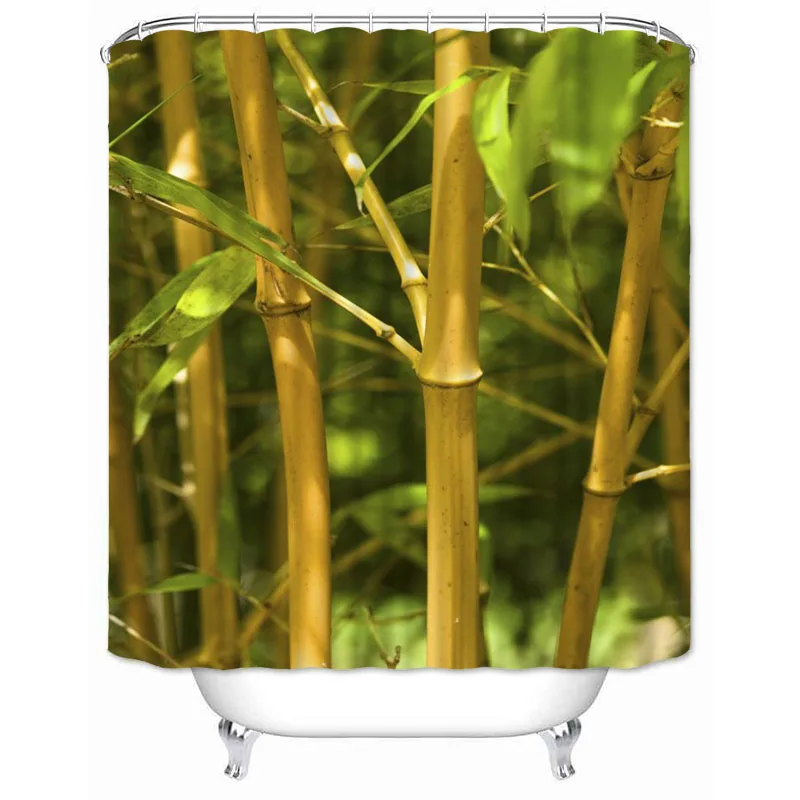 Bamboo Shower Curtain Zen with Tropic Art Print Waterproof Bathroom ...