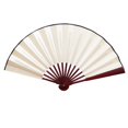 thumbnail image 1 of Bamboo Silk Folding Fan Handheld, Chinese Vintage Retro Fabric Fans, Black Hand Fan for Performance, Dance, Fighting, Wedding, Church, Party & Gift (White), 1 of 2