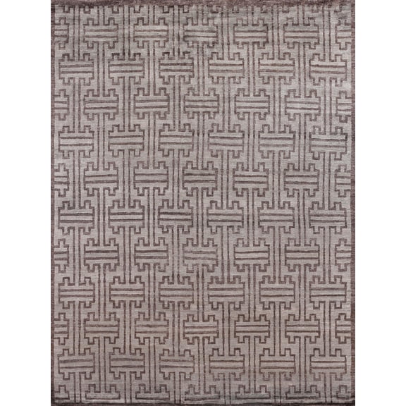 Bamboo Silk Hand-Knotted Bamboo Silk Dark Gray 9'x12' Area Rug