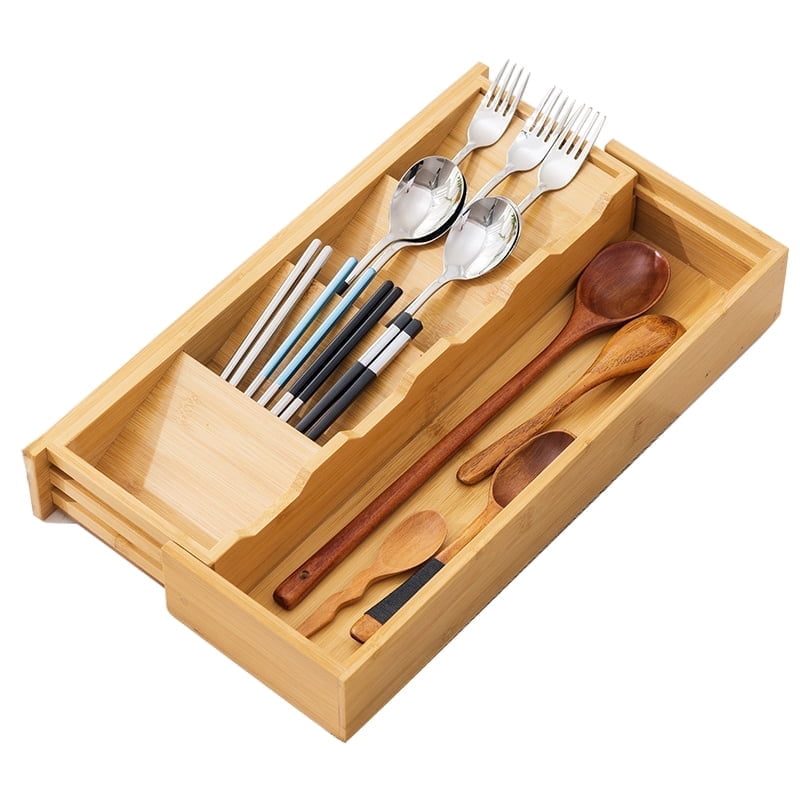 Bamboo Silverware Drawer Organizer, Kitchen Cutlery Tray,Utensil Drawer ...