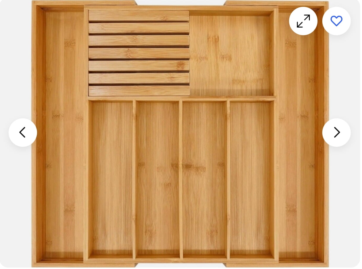 Bamboo Silverware Drawer Organizer Kitchen Expandable Utensil Holder and Cutlery