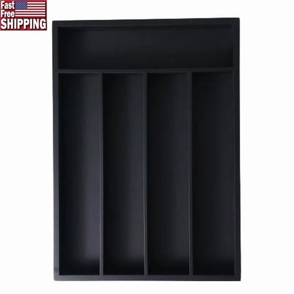Bamboo Silverware Organizer Drawer Divider 5 Compartment Kitchen Utensil Storage