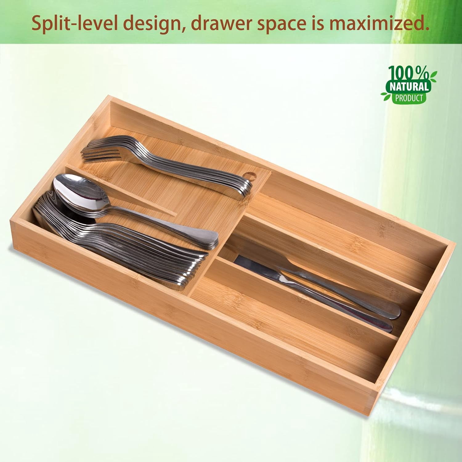 Bamboo Silverware Organizer, Kitchen Silverware Drawer Organizer ...