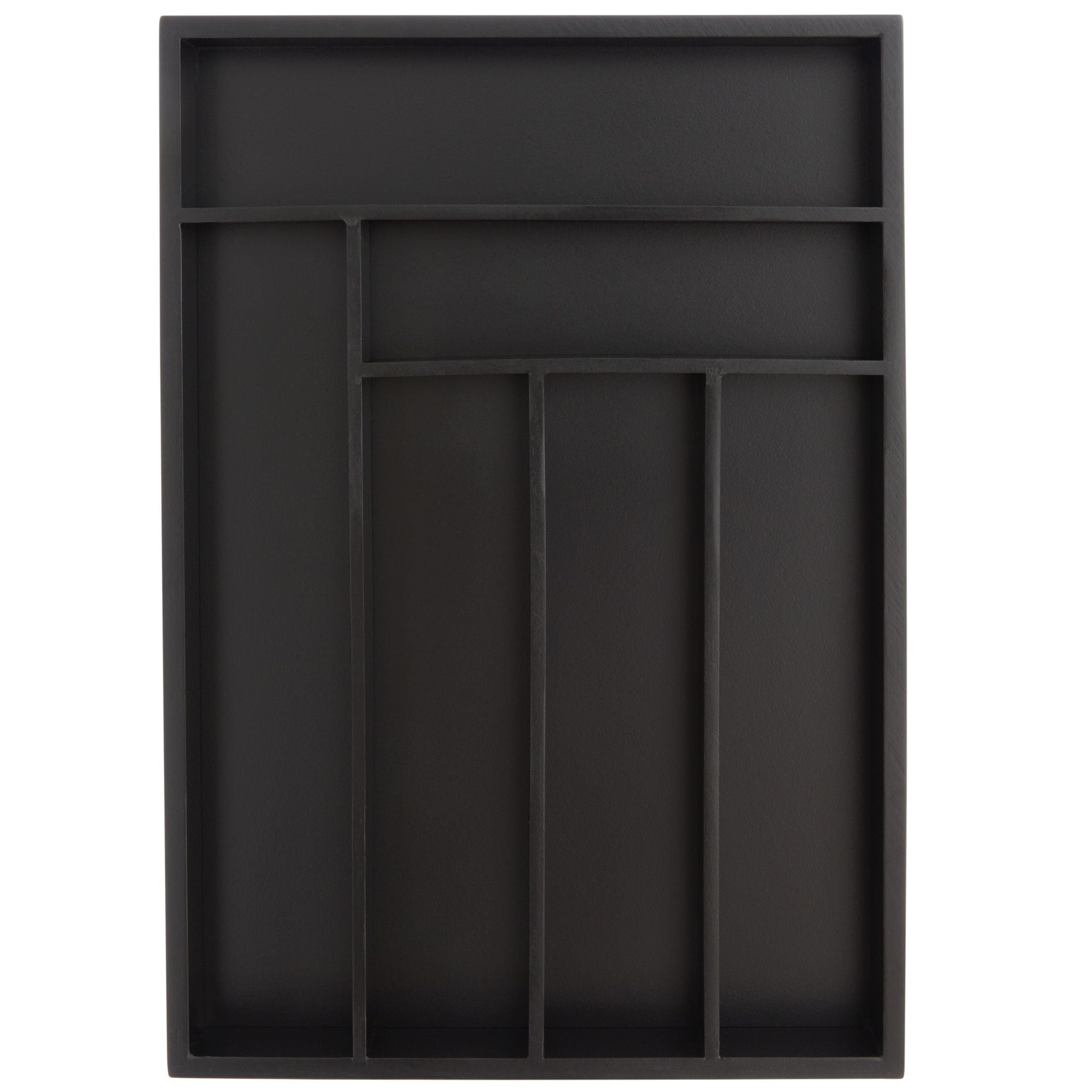 Black Bamboo 6-Slot Silverware Drawer Organizer Tray