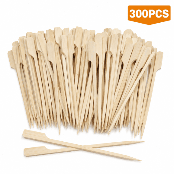 Bamboo Skewers, 300 PCS Skewers Sticks for Grilling, BBQ, Fruit Kabobs, Appetizers, Sandwich, Drink 4.7 Inch