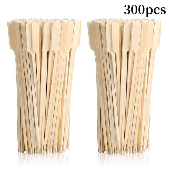 Bamboo Skewers, 300 PCS Skewers Sticks for Grilling, BBQ, Fruit Kabobs, Appetizers, Sandwich, Drink 4.7 Inch