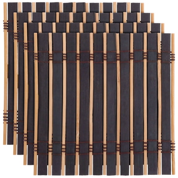 Bamboo Slat Coasters - 4.25" x 4.25" - Black - 4 Coasters