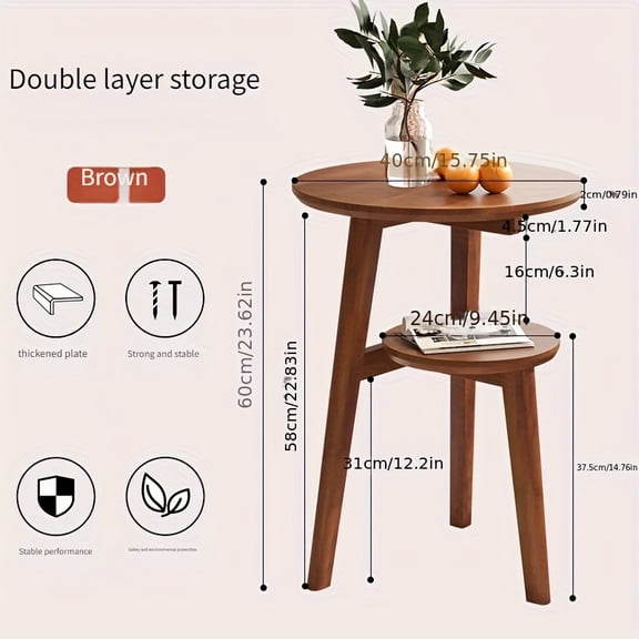 Bamboo Small Round Side Table - Classic Freestanding Design, Compact 27" Height, Portable Lightweight Multifunctional Accent Table for Living Room, Bedroom, Balcony - Easy Assembly, Bamboo Decor