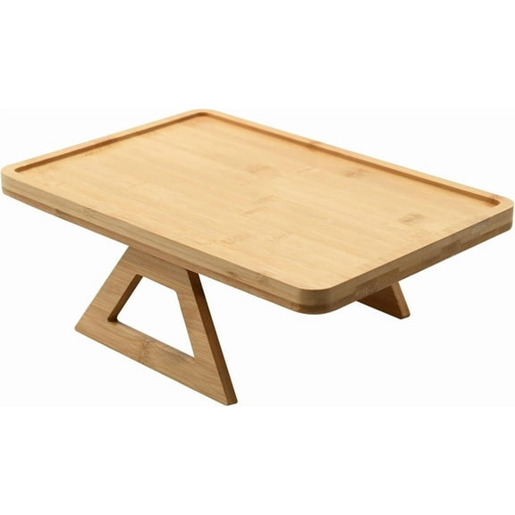 Bamboo Sofa Arm Tray Table Clip - Wide Side Table, Flexible and Foldable - Ideal for Cell Phones, Cups, Fruits or Snacks - Thoughtful Gifts (Rectangular)