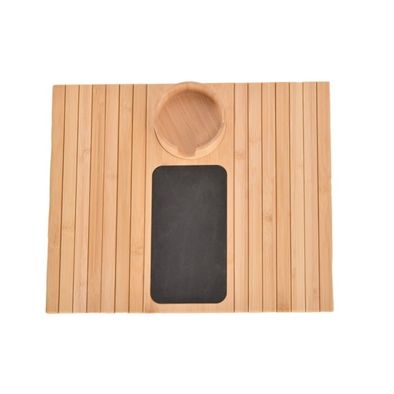 Bamboo Sofa Armrest Tray, 360° Rotating Cup Holder & Phone Stand, Arm Chair Rest Table Fits Various of Large Width Couches Arm,Anti-Slip Foldable Couch Arm Tray for Drinks Snacks - Versatile 3-in-1
