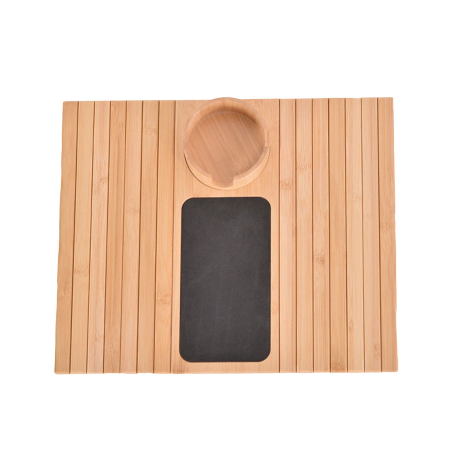 Foldable Bamboo Armrest Tray For Couch - Anti-Slip Snack Table For Food, Drinks, Remote Control