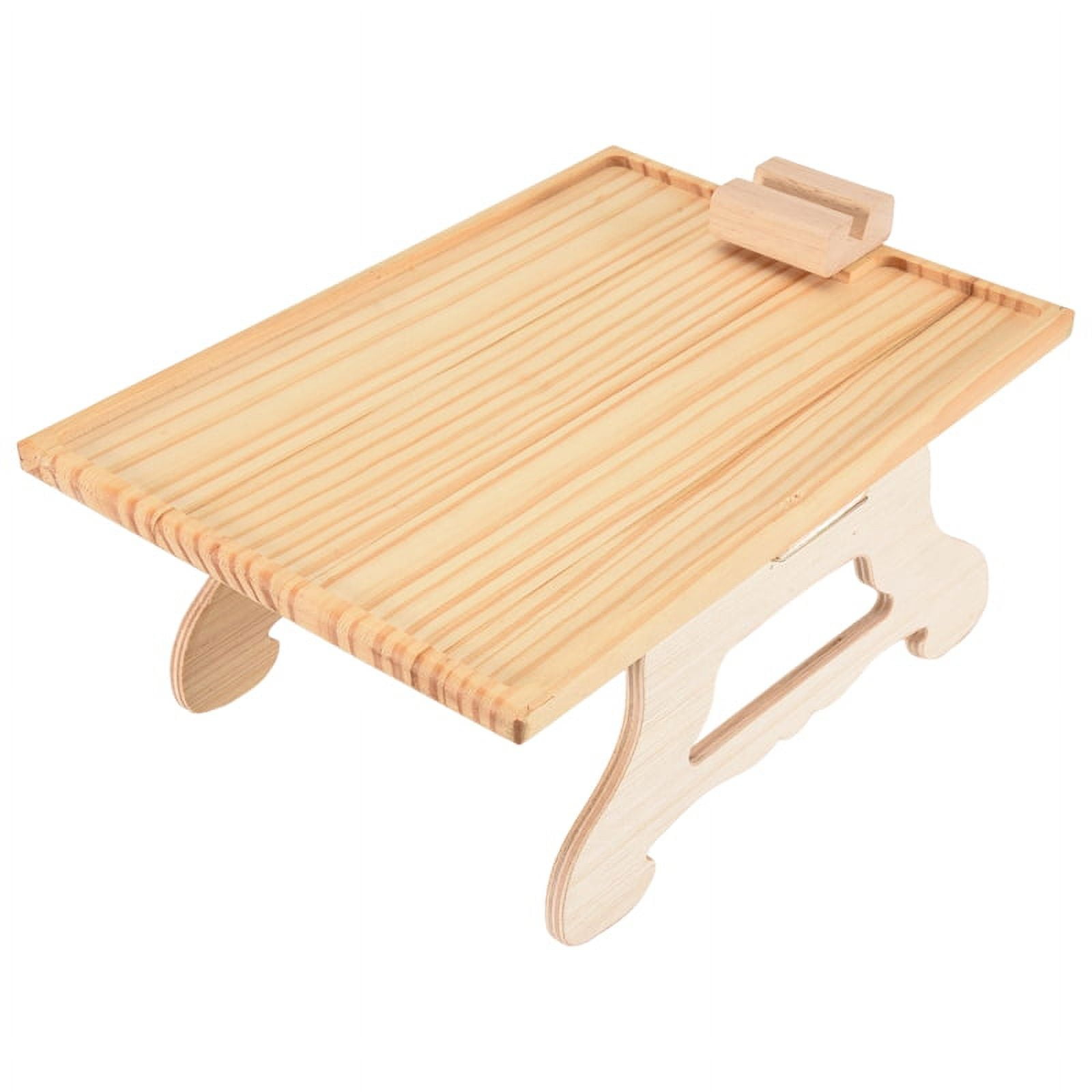 Bamboo Sofa Tray Table Clip on Side Table for Wide Couches Arm