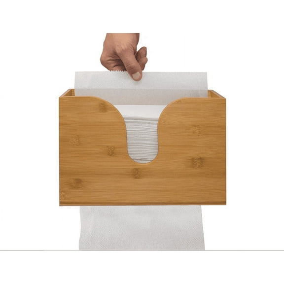 Bamboo Solid Wood Paper Towel Dispenser, Folded Paper Towel Holder for Commercial C-Fold, Z-Fold, Trifold Napkins, Space Saving, Wall Mounted or Countertop for Kitchen, Bathroom,