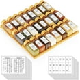 thumbnail image 1 of Bamboo Spice Drawer Organizer with 24 Spice Jars, 378 White Minimalist Spice Labels, 3 Tier Seasoning Rack Tray Insert for Kitchen Drawers, 15" Wide x 15" Deep x 2.6" Tall, 1 of 7