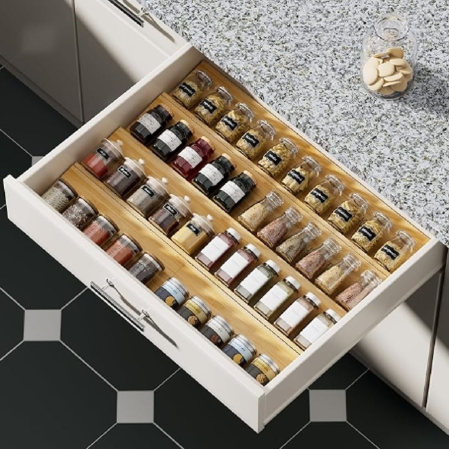 Bamboo Spice Drawer Organizer - 8 Pack 13"x4.7"x1.6" Spice Rack Tray