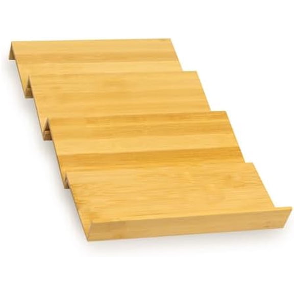 Bamboo Spice Rack For Drawer,4Pcs Tier Stackable Seasoning Storage Organizer Insert,for Kitchen Condiments Storage Insert(Jars Not Included,Combined Size:18.9" D x 9.5" W x 1.8" H